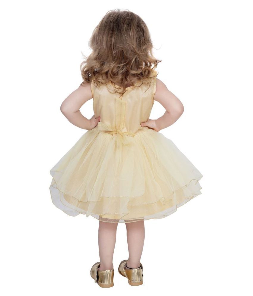 golden net frock design