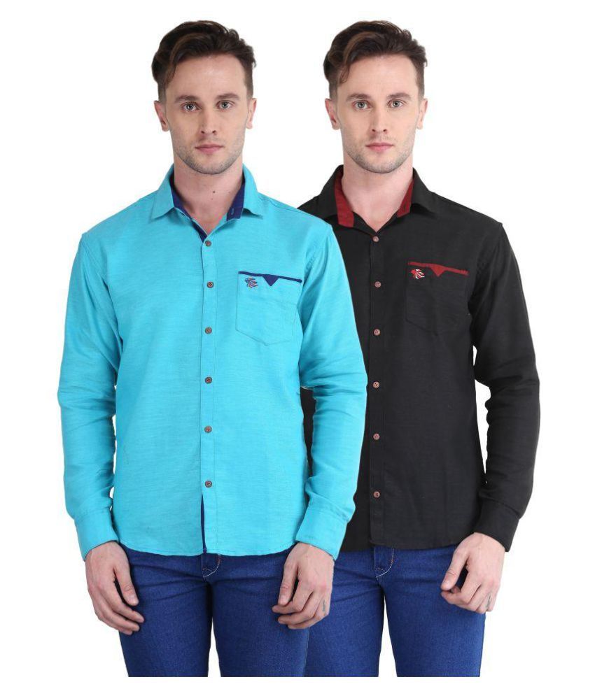     			British Terminal Multi Casuals Slim Fit Shirt Pack of 2