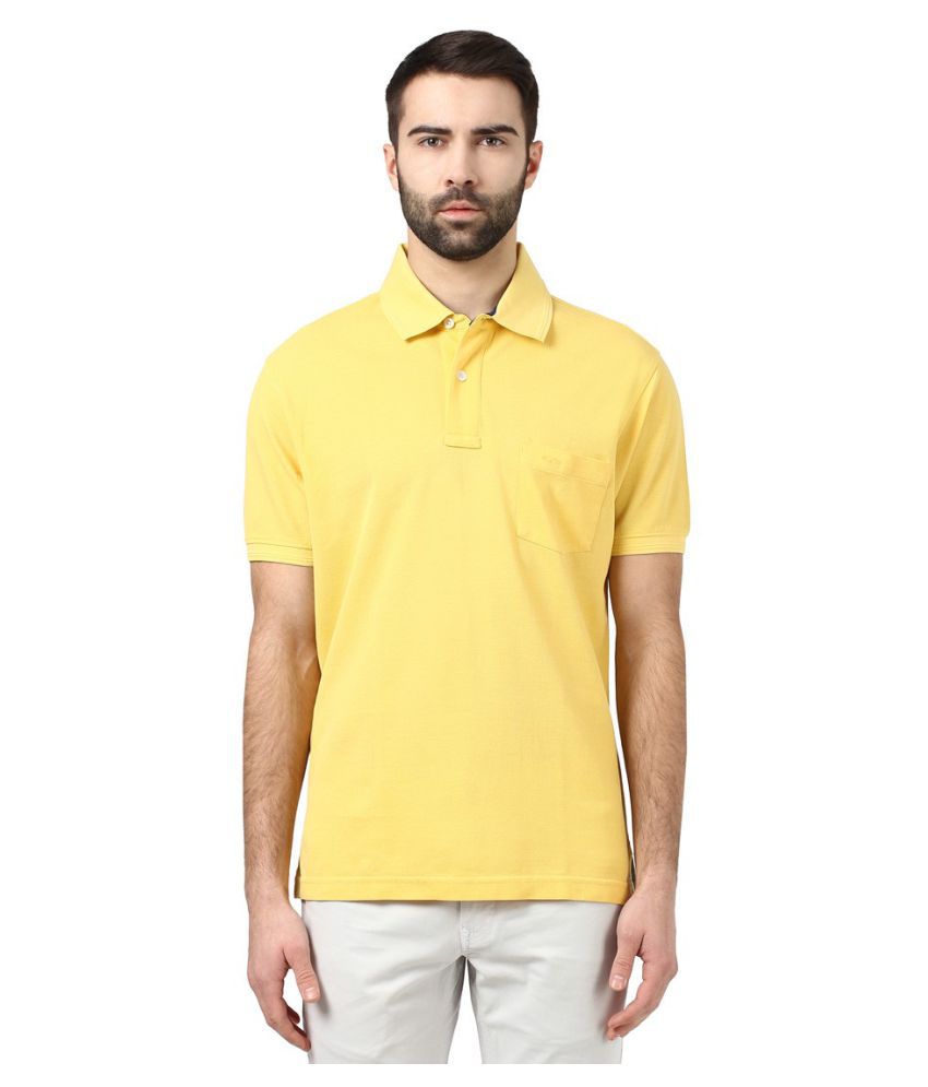 ColorPlus Yellow Regular Fit Polo T Shirt - Buy ColorPlus Yellow ...