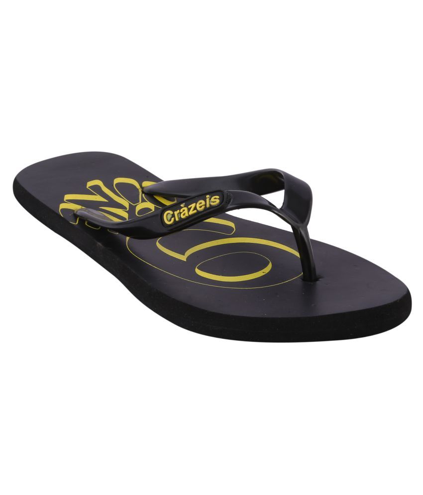 Crazeis Black Thong Flip Flop Price in India- Buy Crazeis Black Thong ...