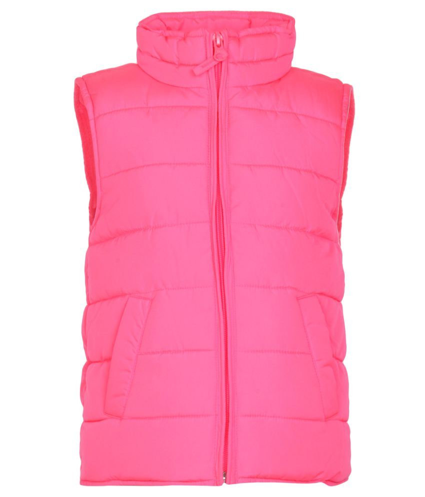 The Childrens Place Girls Pink Solid Puffer Vest Buy The Childrens