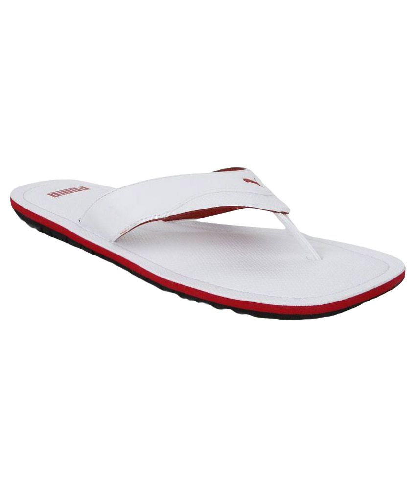 puma white flip flops