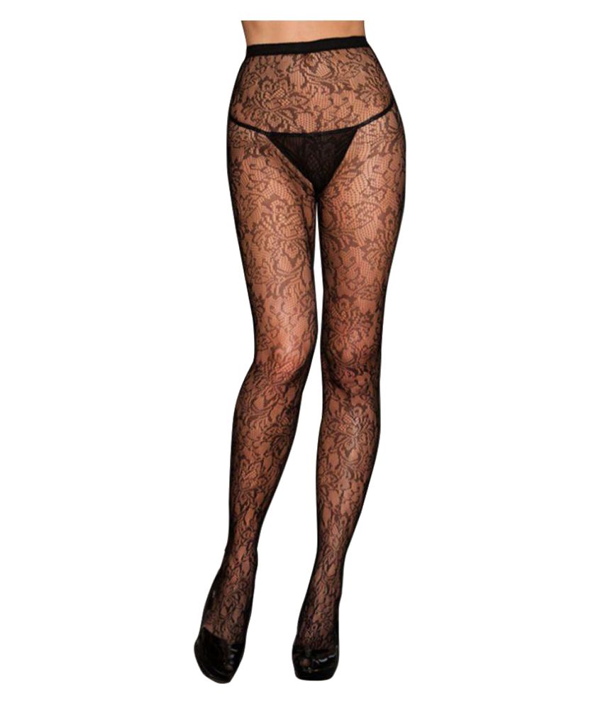 VSkin Black Lace Panty Hose Full Length Stockings: Buy Online at Low ...