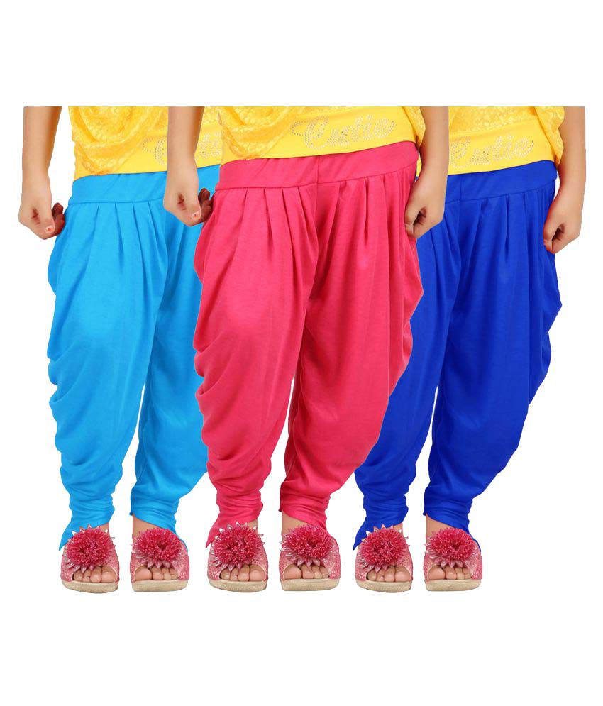     			Goodtry Girls Patialas Pack of 3-Multicolor