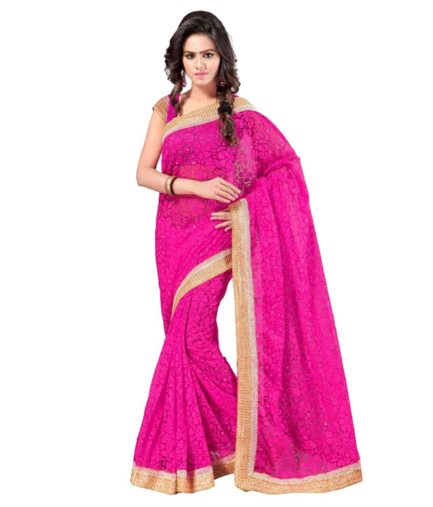 Aruna Sarees Pink Brasso Saree - Buy Aruna Sarees Pink Brasso Saree ...
