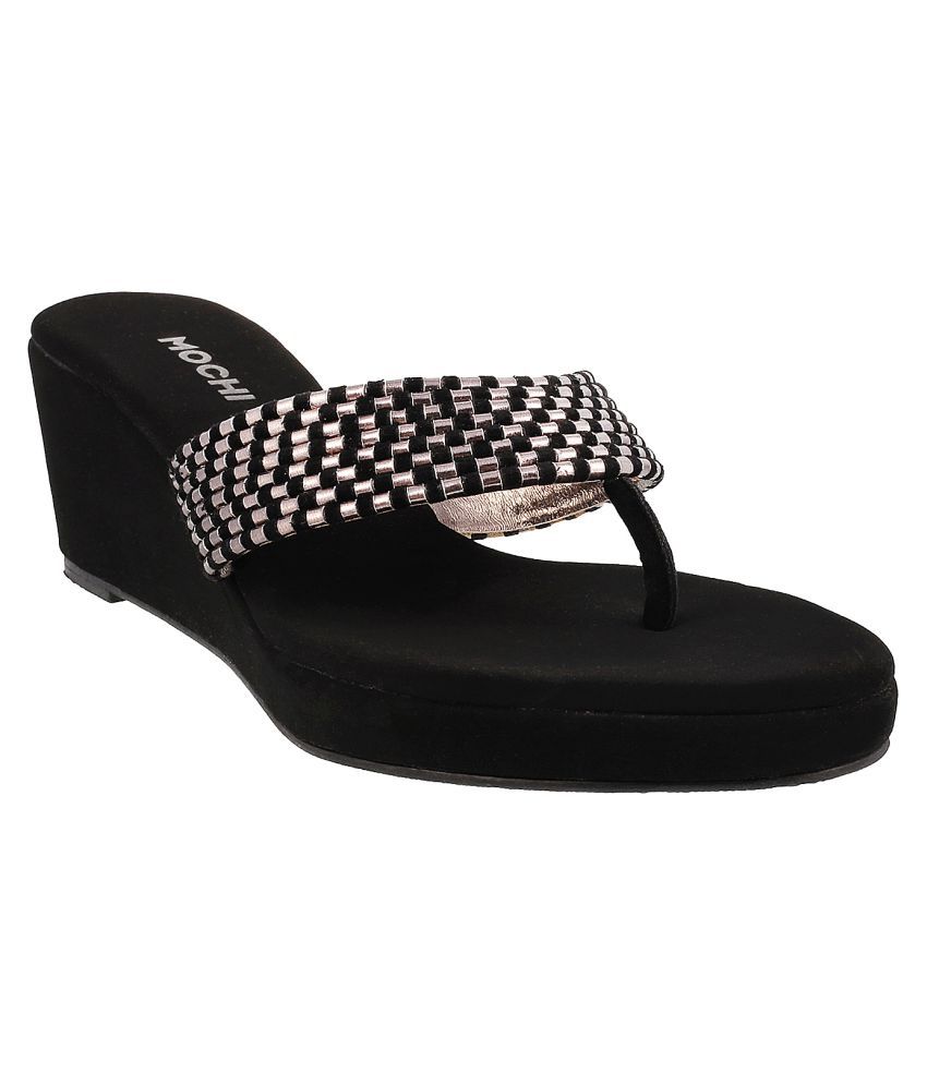 black wedges with black heel
