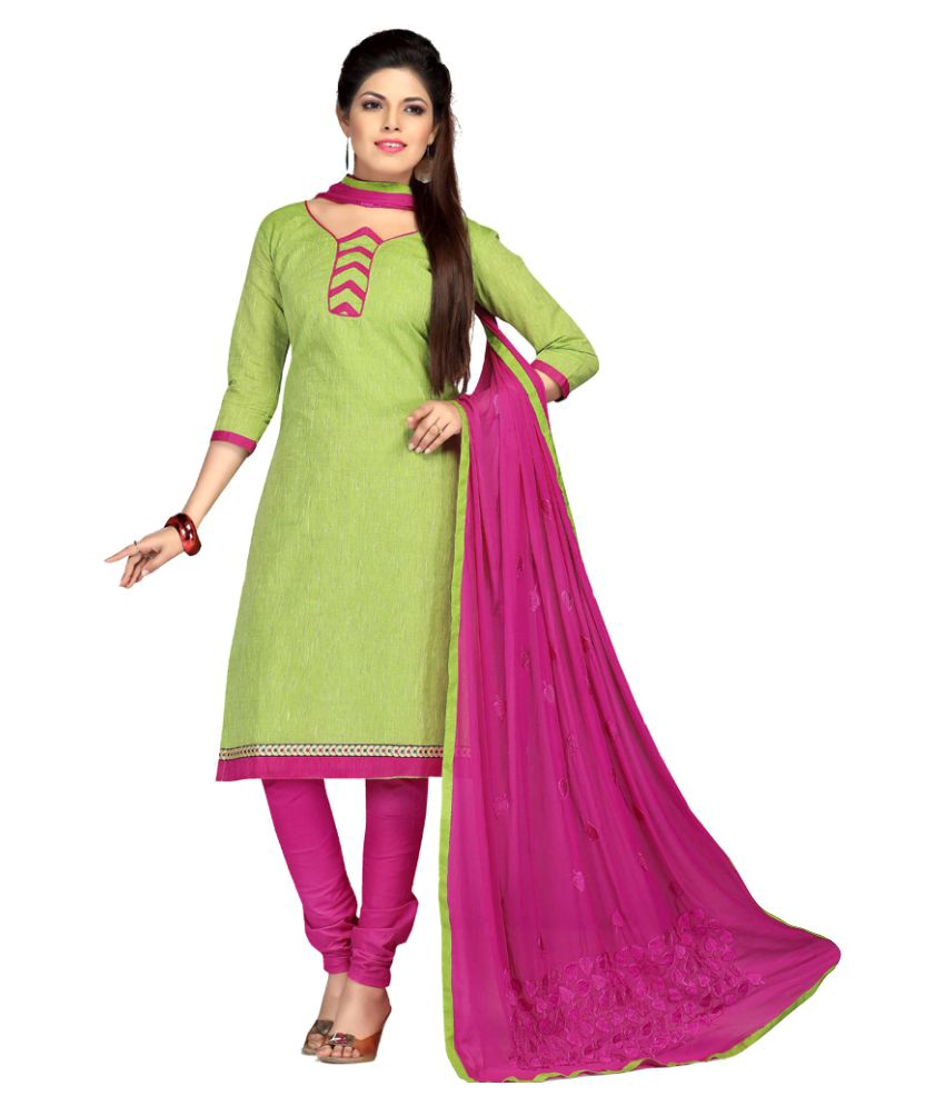 Vismay Green Cotton Dress Material - Buy Vismay Green Cotton Dress Material  Online at Best Prices in India on Snapdeal