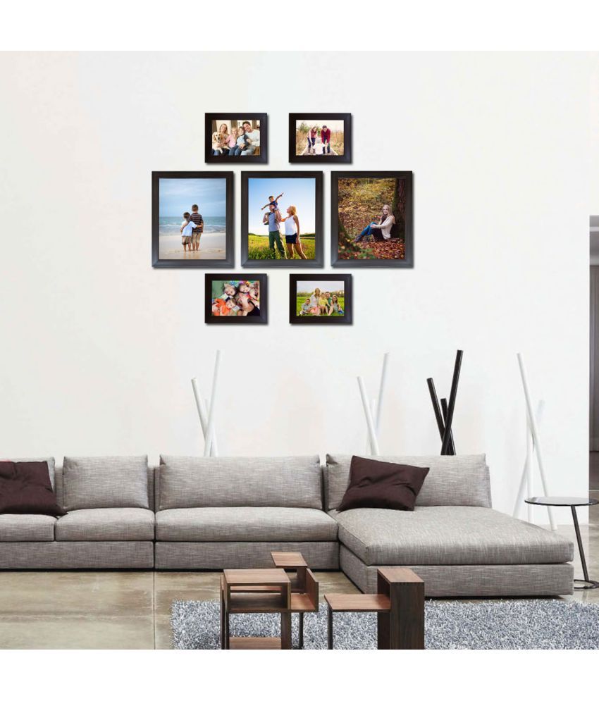 3 10"x12", 4 6"x8" Acrylic Wall Hanging Brown Photo Frame SetPack