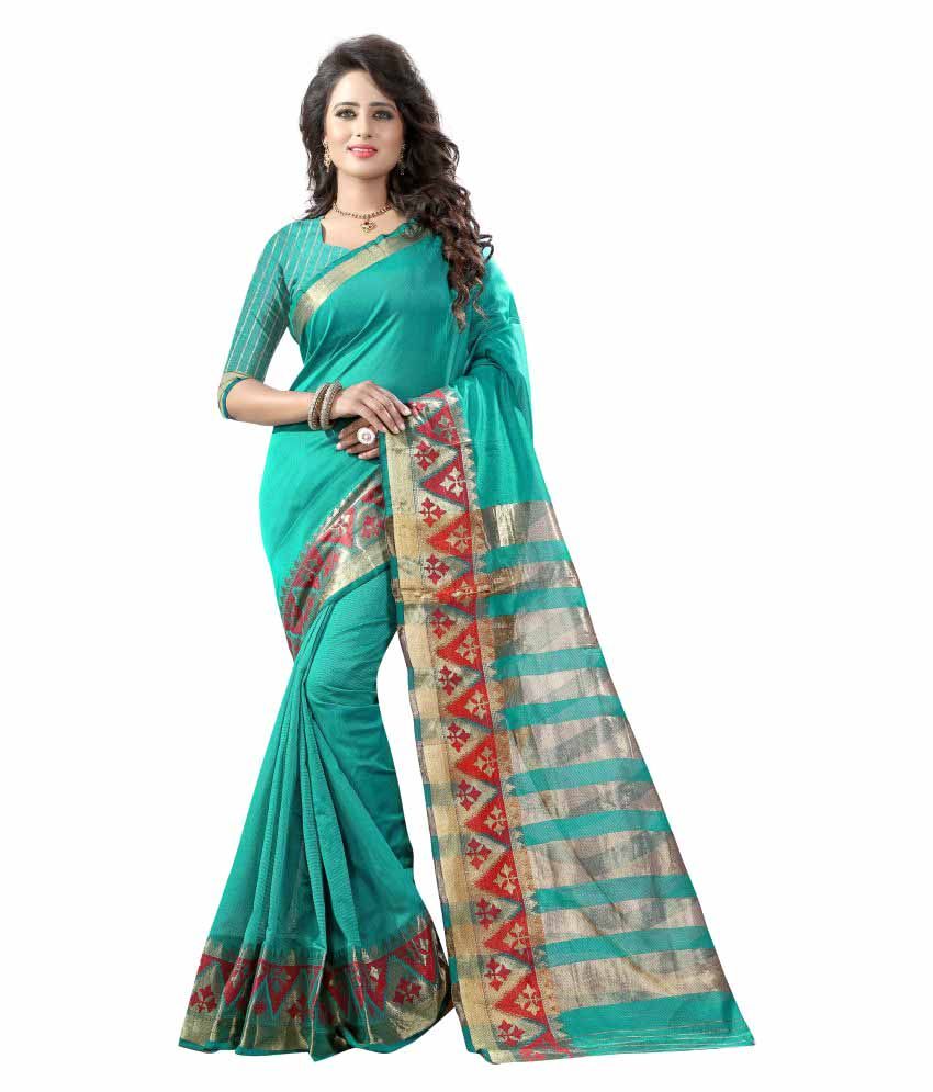 Shree Sondarya Bandhani Turquoise Tussar Silk Saree - Buy Shree ...