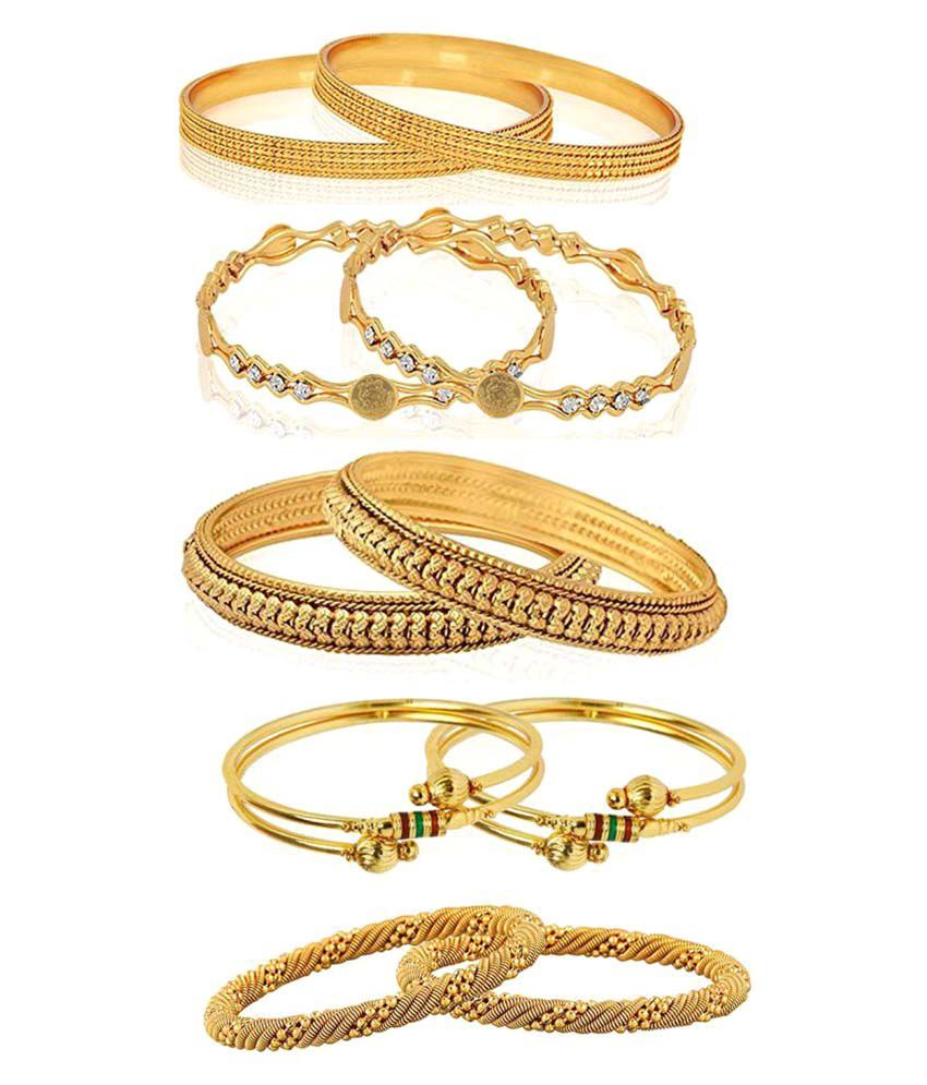    			Youbella Jewellery Combo Of Five Artificial Antique Trendy Traditional Gold Plated Bangles Set For Women And Girls