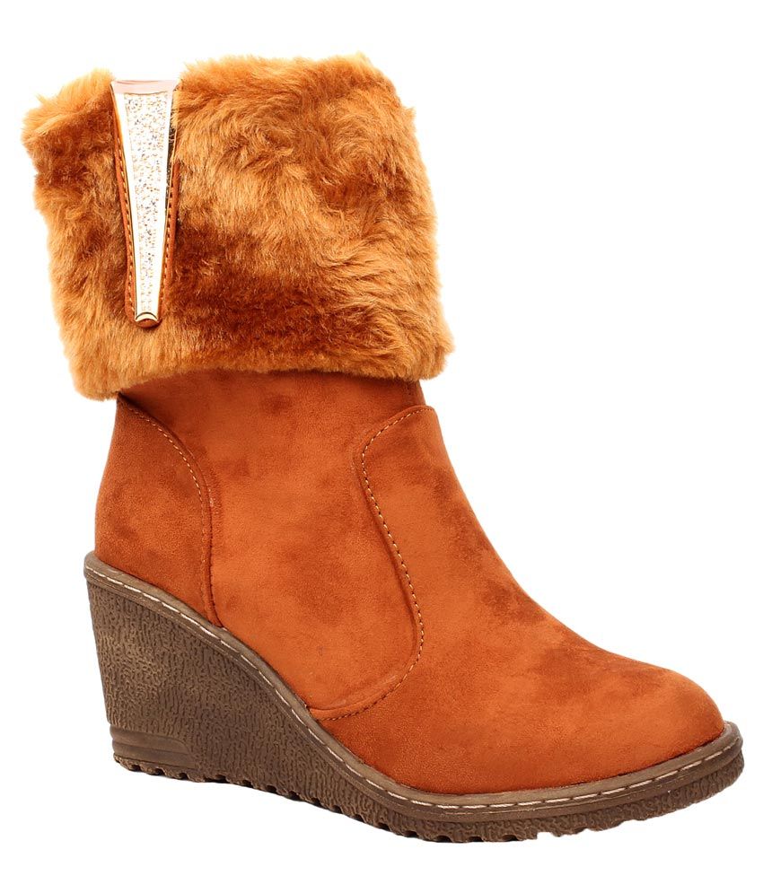 tan mid calf length boots