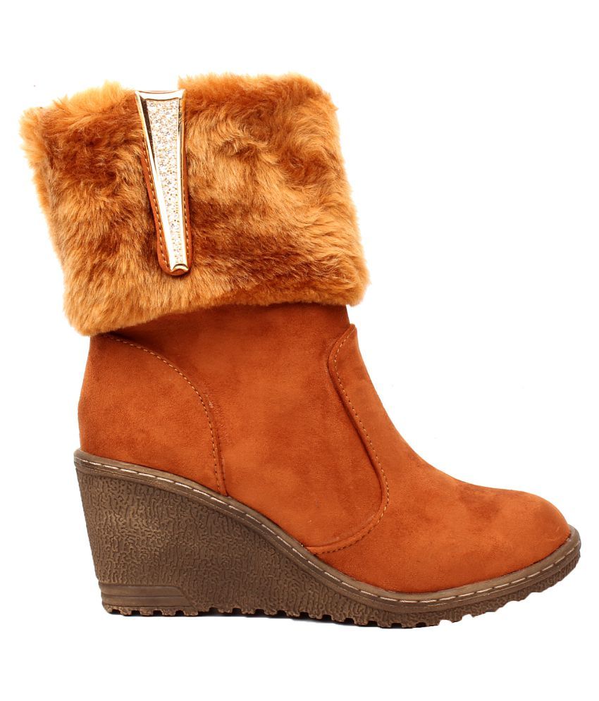 tan mid calf length boots