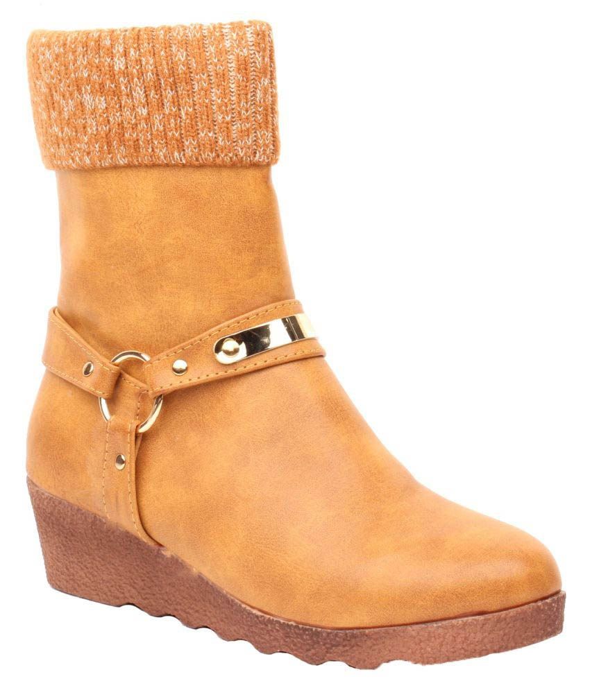 tan mid calf length boots