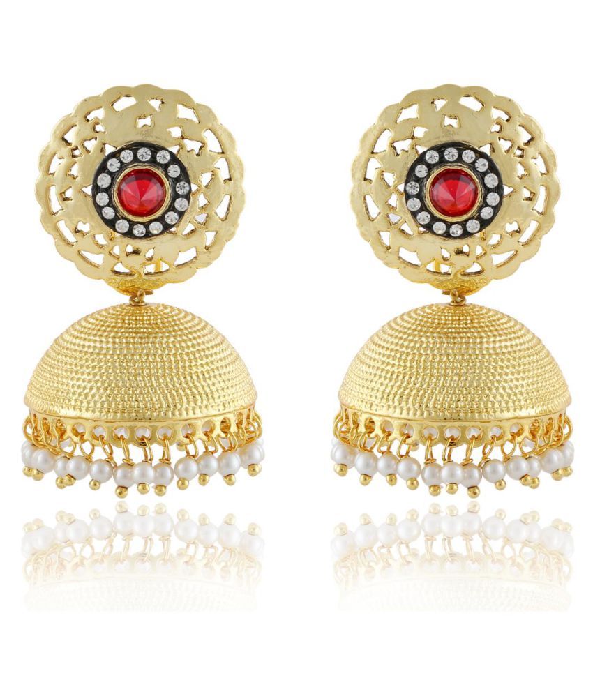 Hb Arsya Jewellery Golden Brass Jhumkis Buy Hb Arsya Jewellery Golden