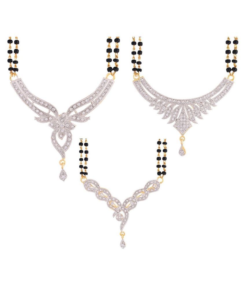     			YouBella Combo of 3 Gold Plated American Diamond Mangalsutra