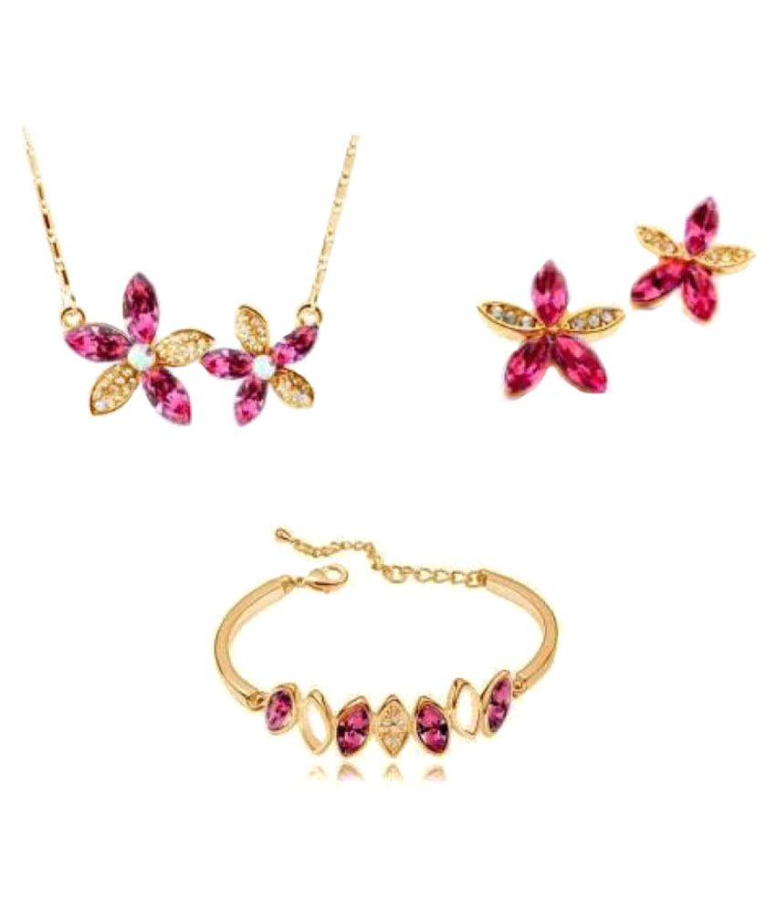YouBella Crystal Jewellery Pendant Set / Necklace Set with Earrings and ...