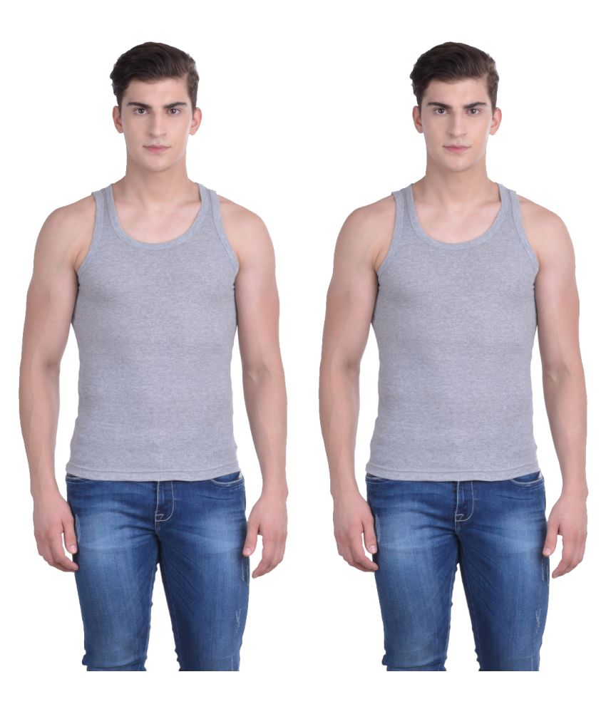     			Force NXT Pack of 2 Cotton Men's Vest ( Grey )