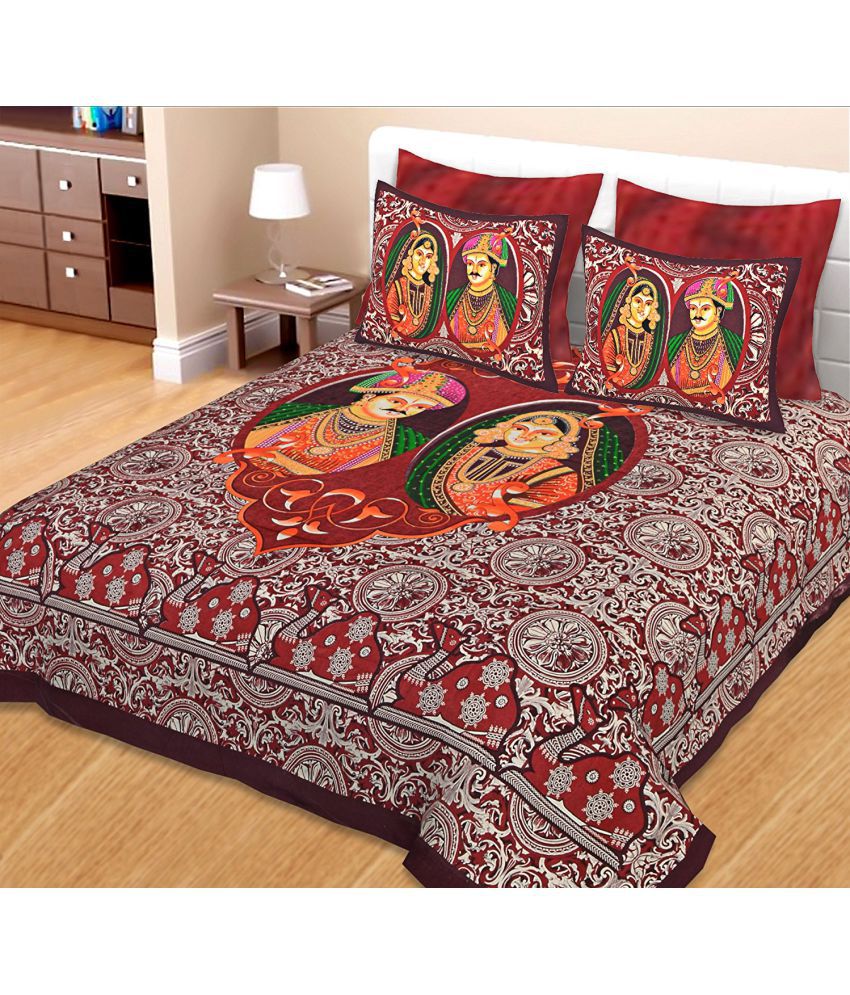     			Jaipuri Bedsheet Double Cotton Multi Traditional Bed Sheet