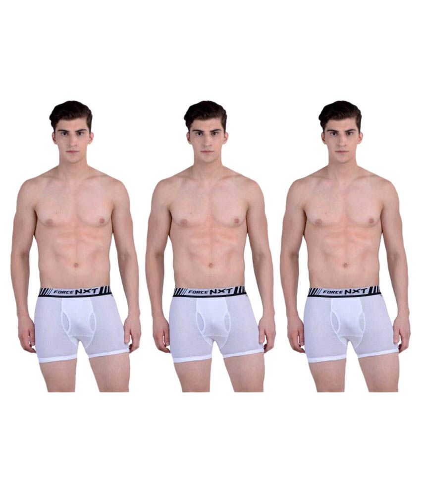     			Force NXT Pack of 3 Cotton Trunk For Men's ( White )