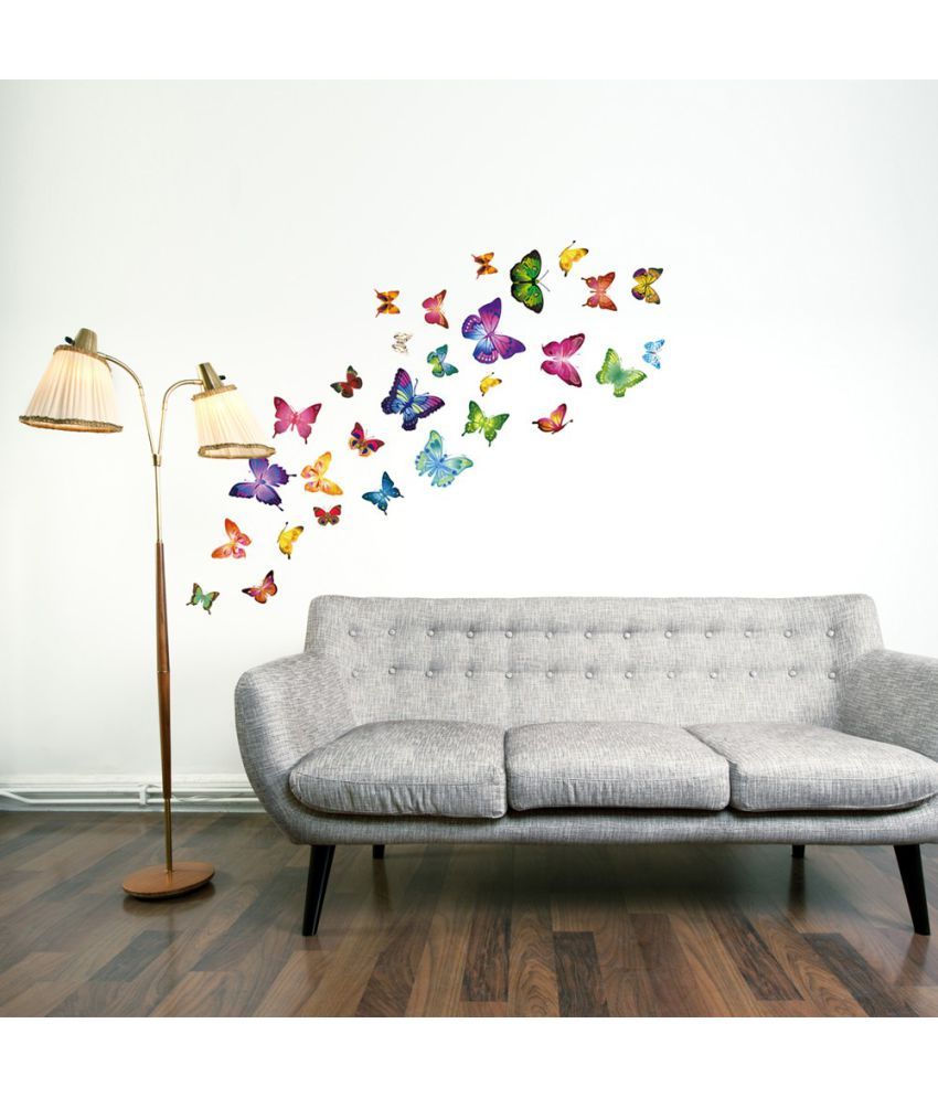     			Decor Villa Beautiful Butterfly Vinyl Multicolour Wall Stickers