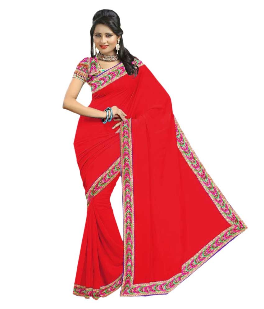 red chiffon sarees online