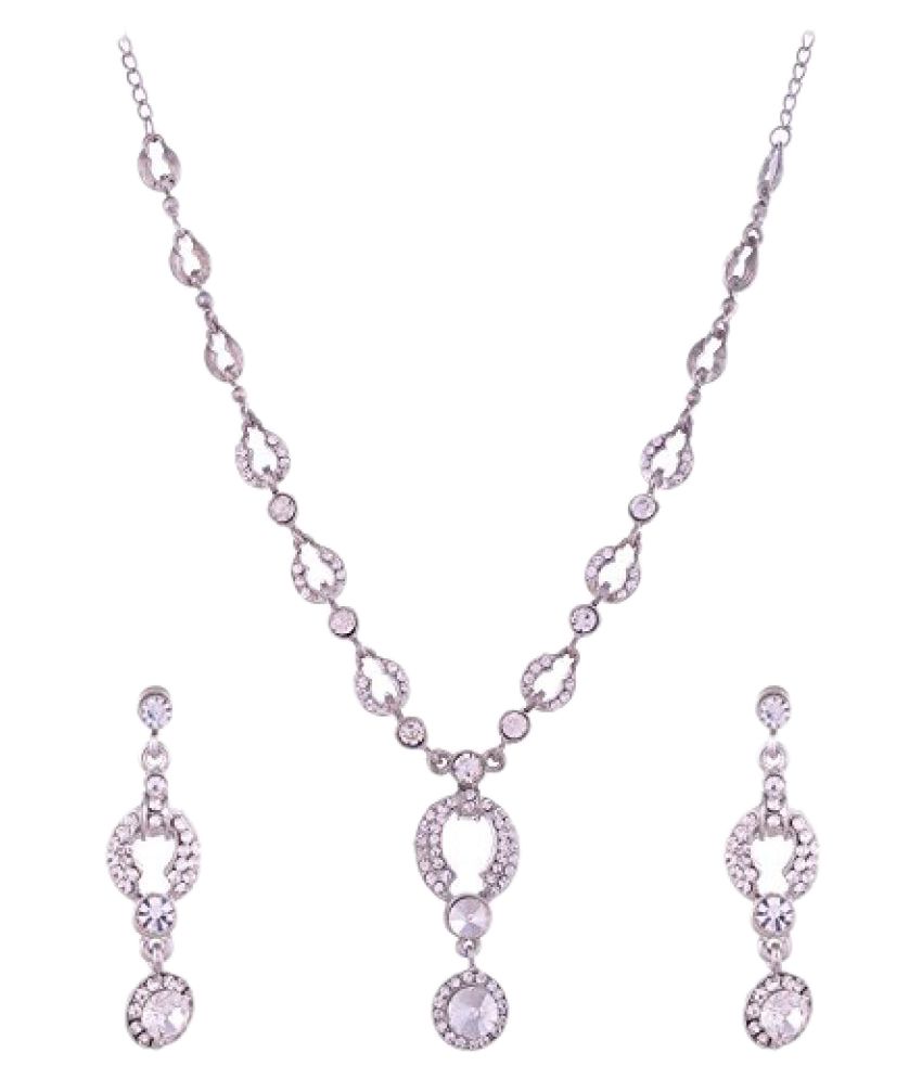 La Trendz Silver Alloy Necklace Set Buy La Trendz Silver Alloy