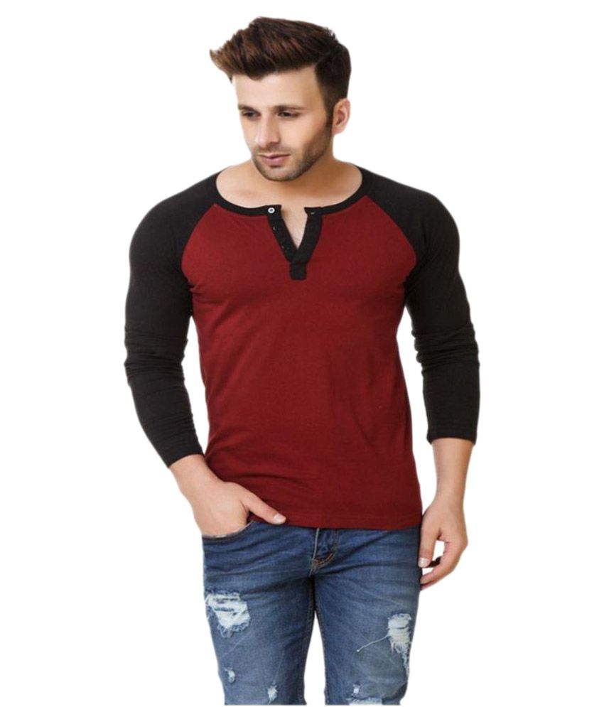 Indian Style Maroon Henley T-Shirt - Buy Indian Style Maroon Henley T ...