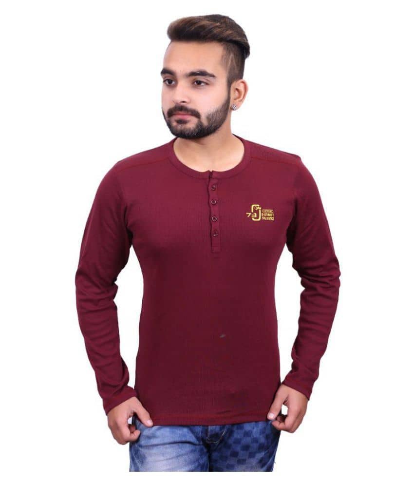 John Berg Maroon Round T-Shirt - Buy 