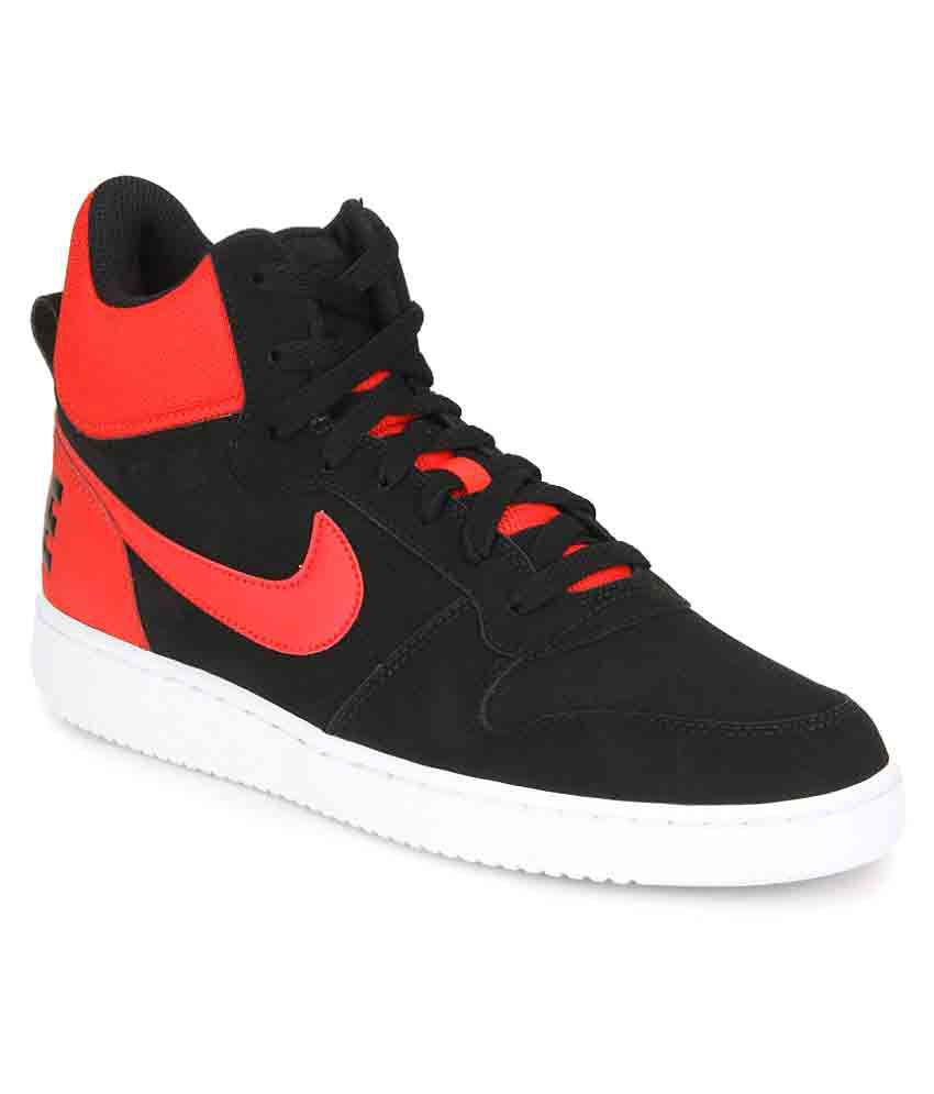 nike court borough mid red and black