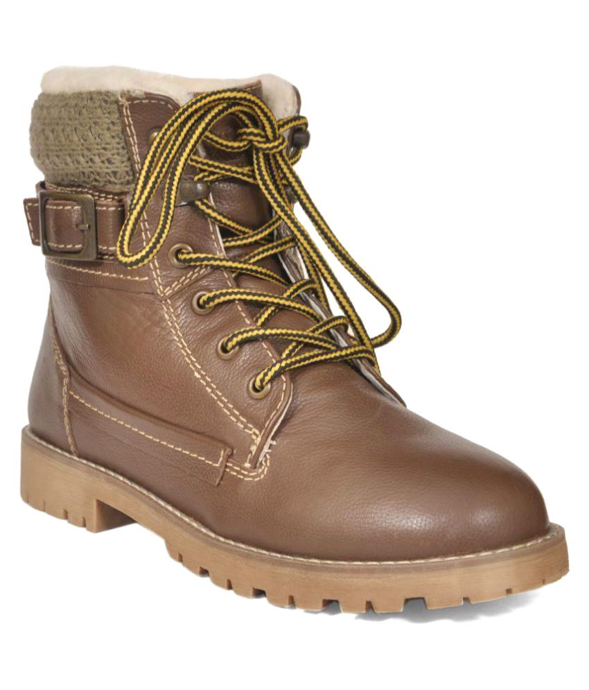 R M Shoes Tan Ankle Length Combat Boots Price in India- Buy R M Shoes ...