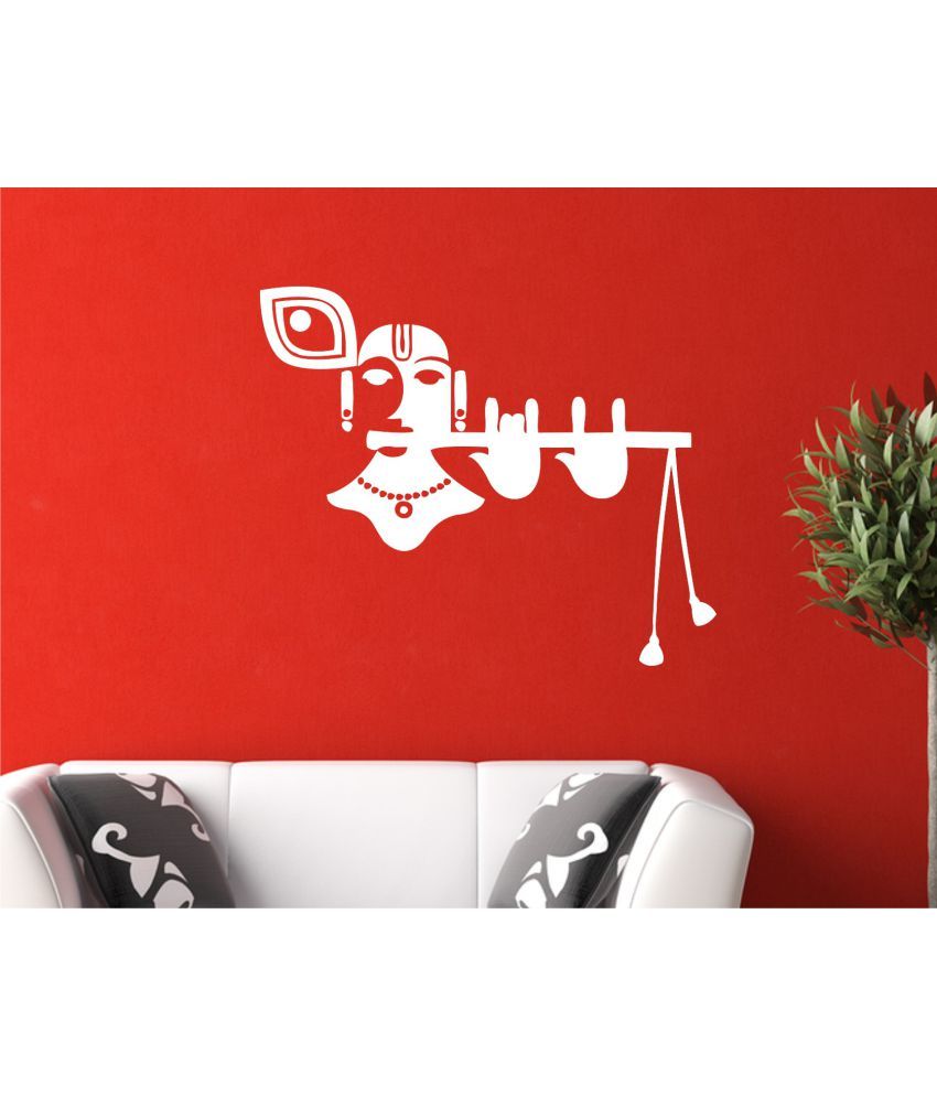 Wall Guru Lord Krishna White Vinyl Wall Stickers Buy Wall Guru Lord