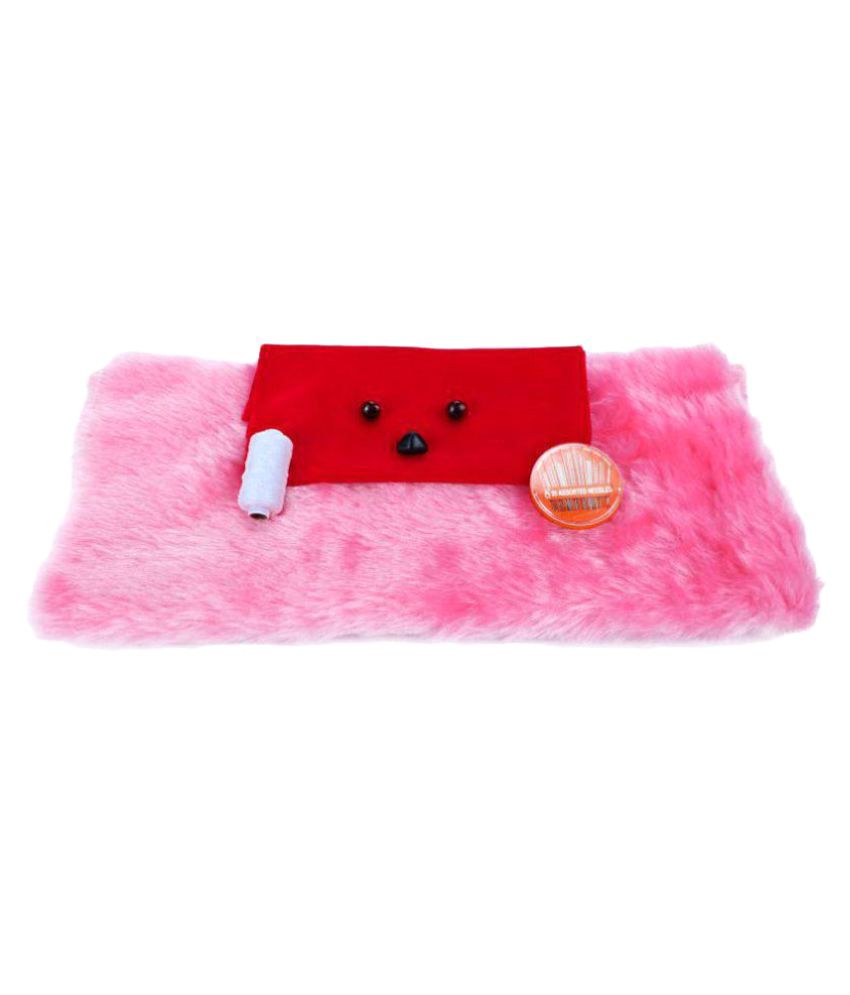     			Vardhman Soft Toys Teddy Bear Diy Making Kit Includes Fur, Acrylic Cloth, 2 Eyes 1 Nose, Needle Set, Reel, Draft (Pink)