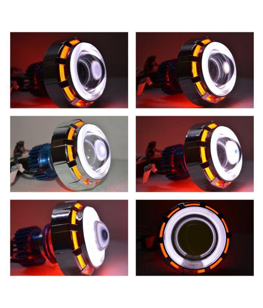 Projector LED Head Light For Bike & Two Wheelers (RED & BLUE) Set of