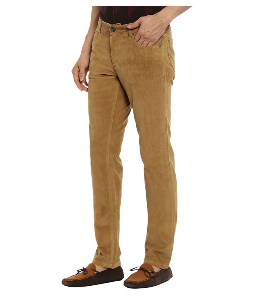 Colorplus Khaki Regular Flat Trousers - Buy Colorplus Khaki Regular ...