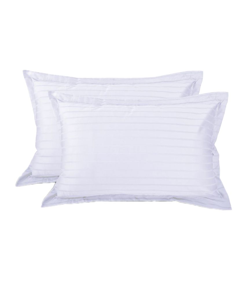     			Ahmedabad Cotton Pack of 2 White Pillow Cover