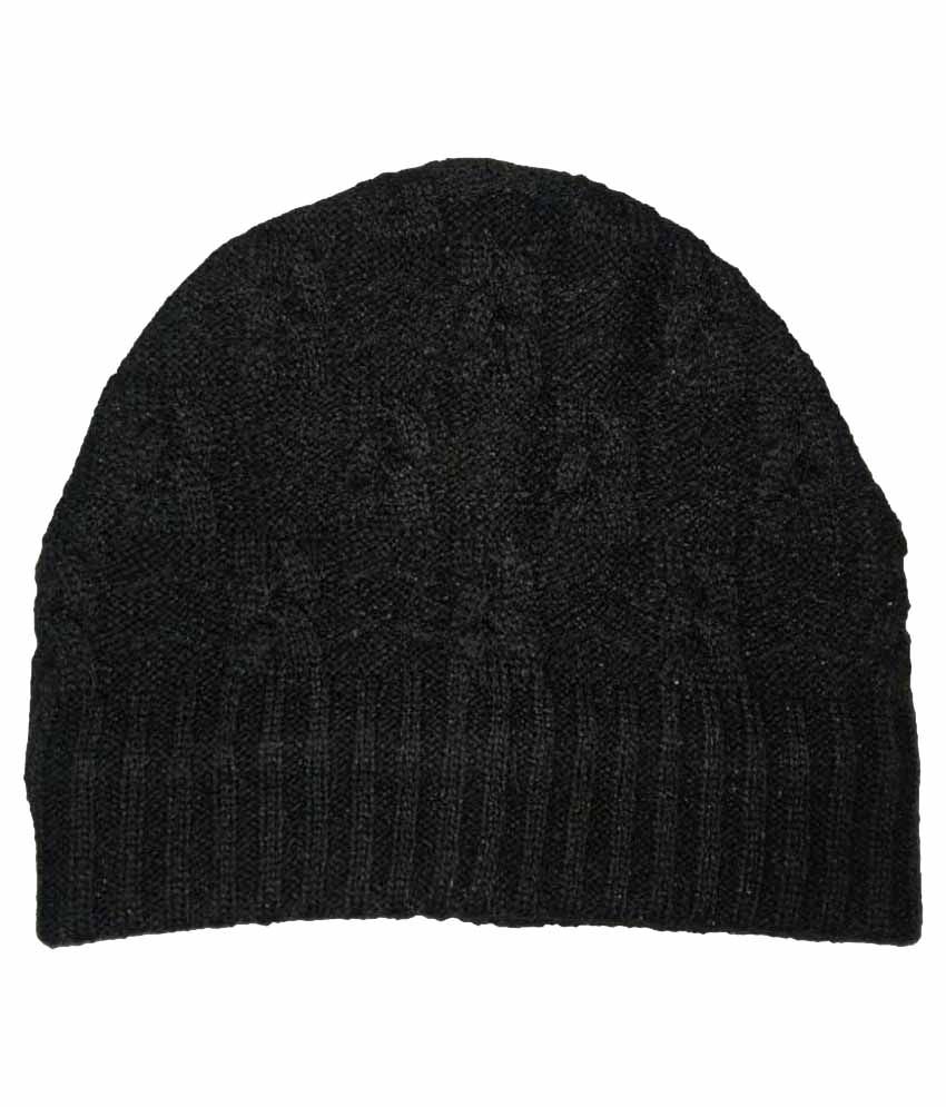     			Tahiro Black Woolen Cap