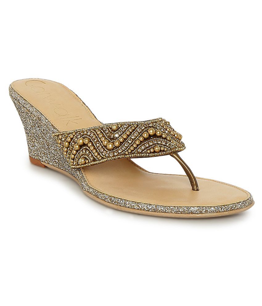 Catwalk Gold Wedges Heels Price in India- Buy Catwalk Gold Wedges Heels ...