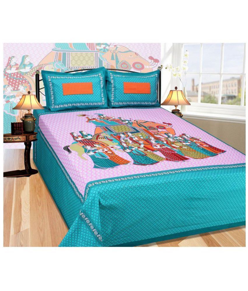 Panipat Textile Hub Double Cotton Multicolor Abstract Bed Sheet - Buy Panipat Textile Hub Double 