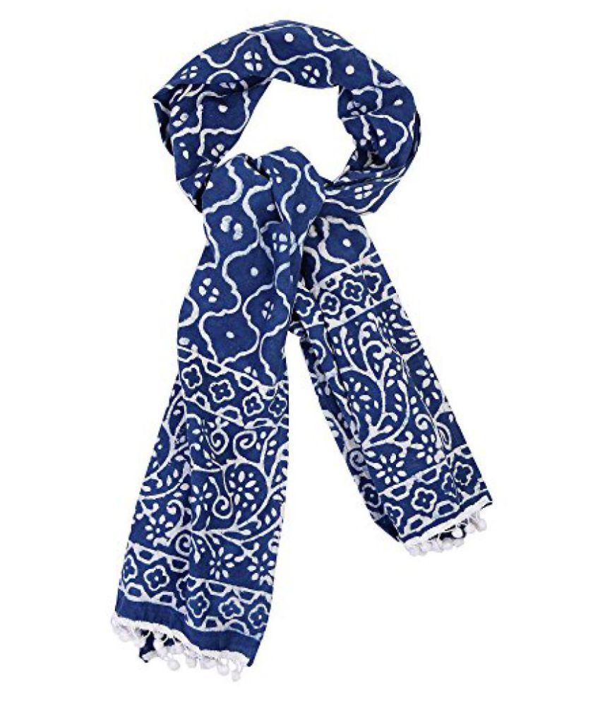 Stoles, Scarf, Dupattas for Women's and Girl's Indigo Color Cotton