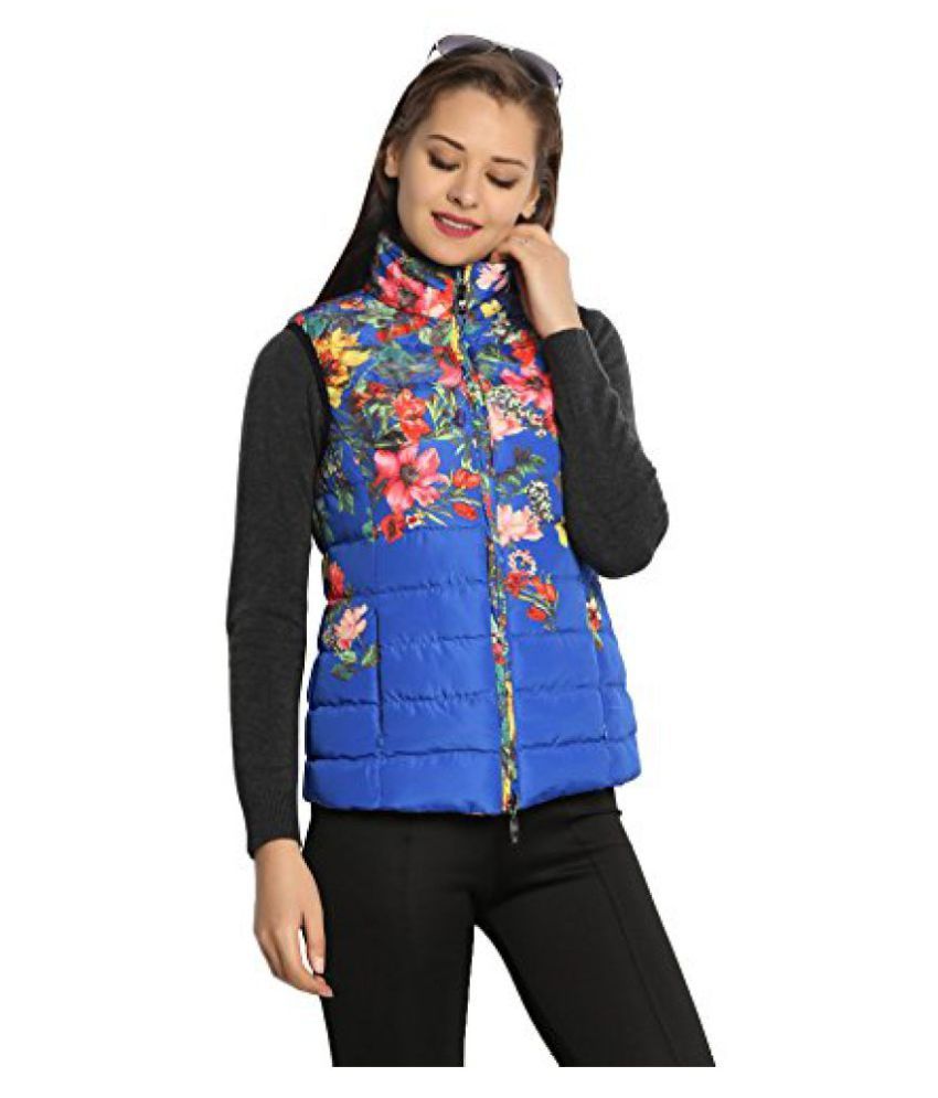 womens floral puffer vest