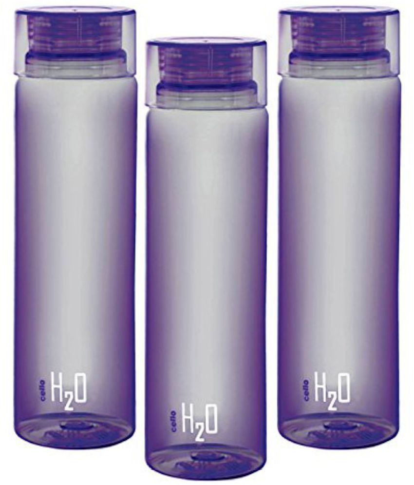     			Cello Deluxe H2O Unbreakable Water Bottle Set, Set of 3, 1 Litre Purple