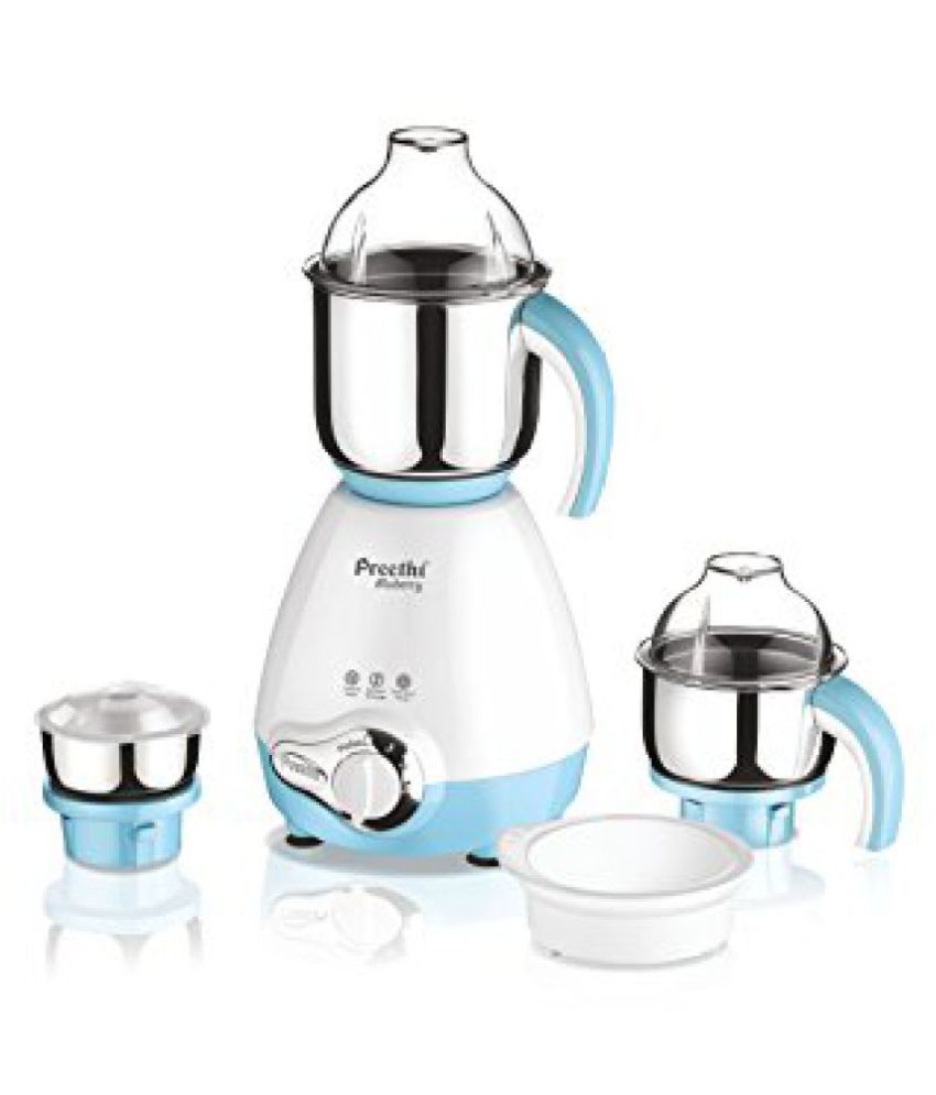 Preethi Blueberry 750Watt Mixer Grinder (White/Sky Blue) Price in