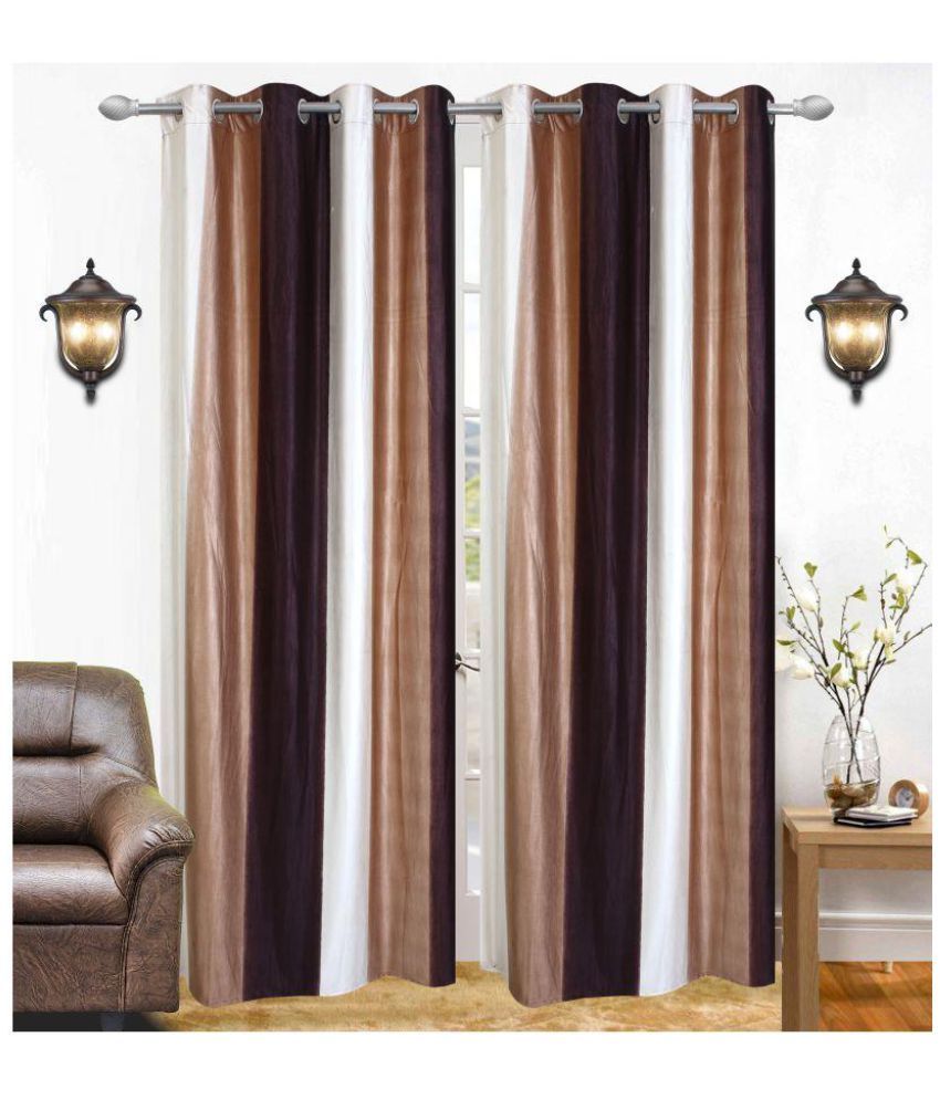 Panipat Textile Hub Set of 4 Door Eyelet Curtains Plain Brown Buy