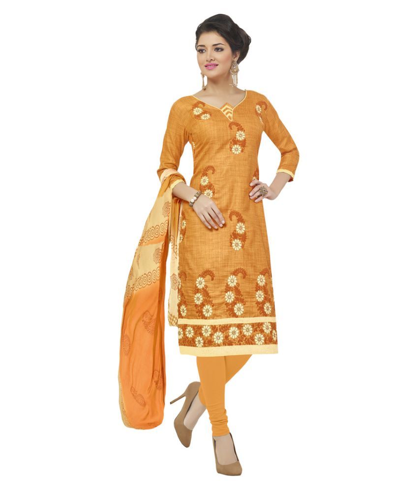 Saree Mall Yellow Khadi Dress Material - Buy Saree Mall Yellow Khadi Dress Material Online at 