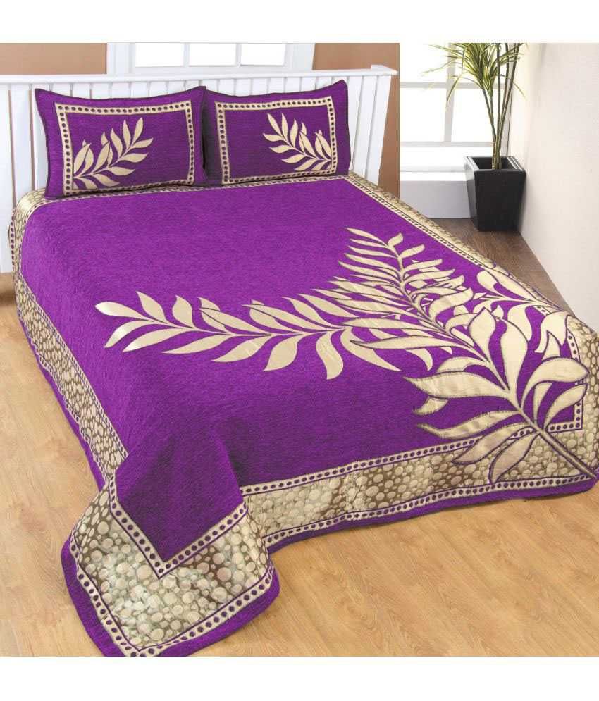 RedBear Double Velvet Purple Floral Bed Sheet Buy RedBear Double