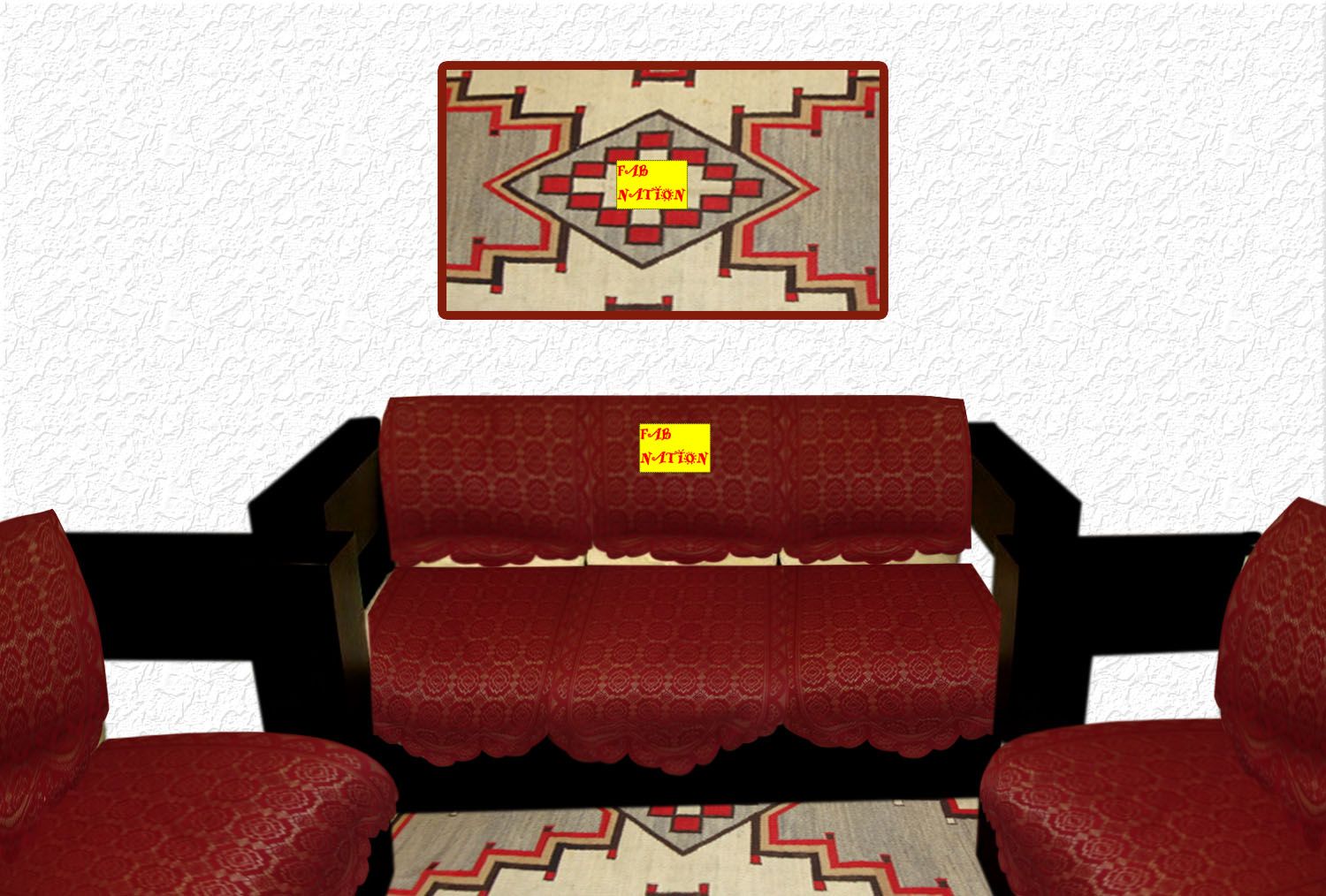 Fab Nation 5 Seater Maroon Net Sofa Covers â Set of 10 Buy Fab Nation