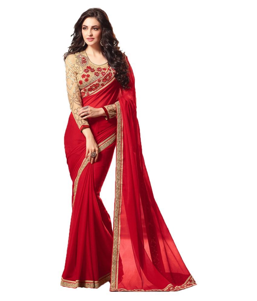 Sudarshan Silks Red Synthetic Saree Buy Sudarshan Silks Red Synthetic