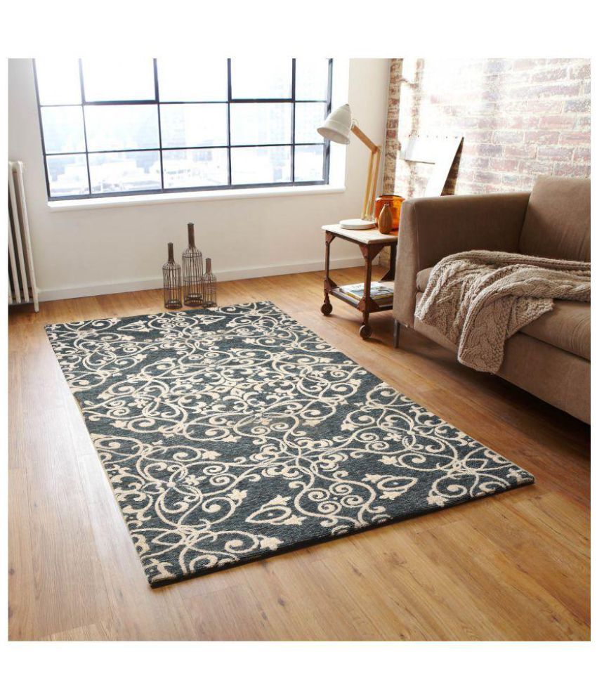 Desirica Gray Cotton Carpet Floral 4x6 Ft. Buy Desirica Gray Cotton