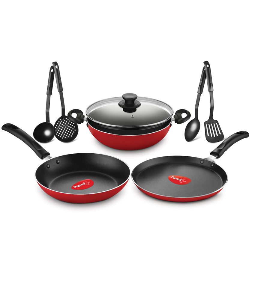    			Pigeon Non-stick Cookware Gift Set- 8 Pcs (Red)