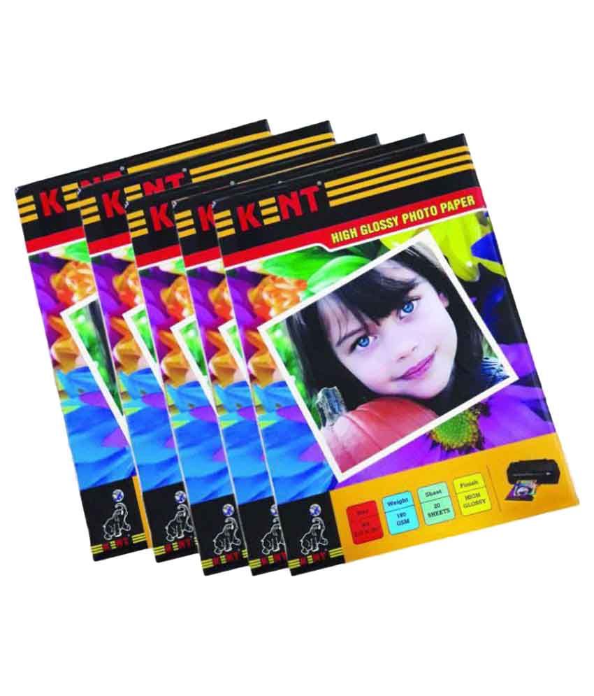 Kent High Glossy Photo Paper A4 Size Pack of 5 Buy Online at Best